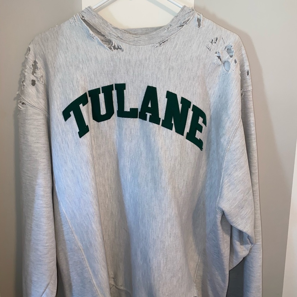 Distressed Tulane crewneck